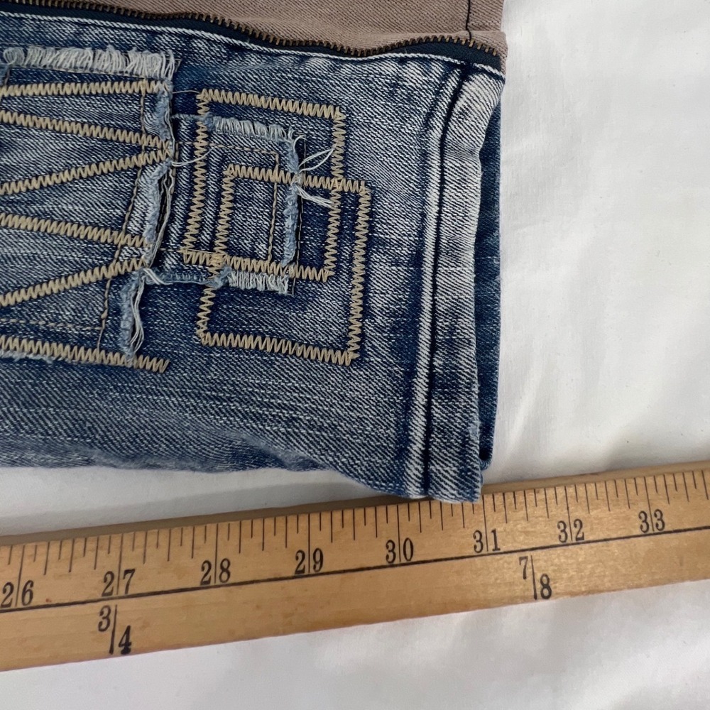 NOVAMEN Mens Designer Jeans Cargo Pockets Embellished Zip Ankle Blue Size 32 - Picture 7 of 13